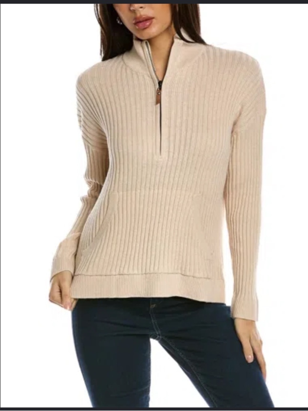 Hannah rose courtney cashmere/cotton blend pullover halfzip sweater womens small